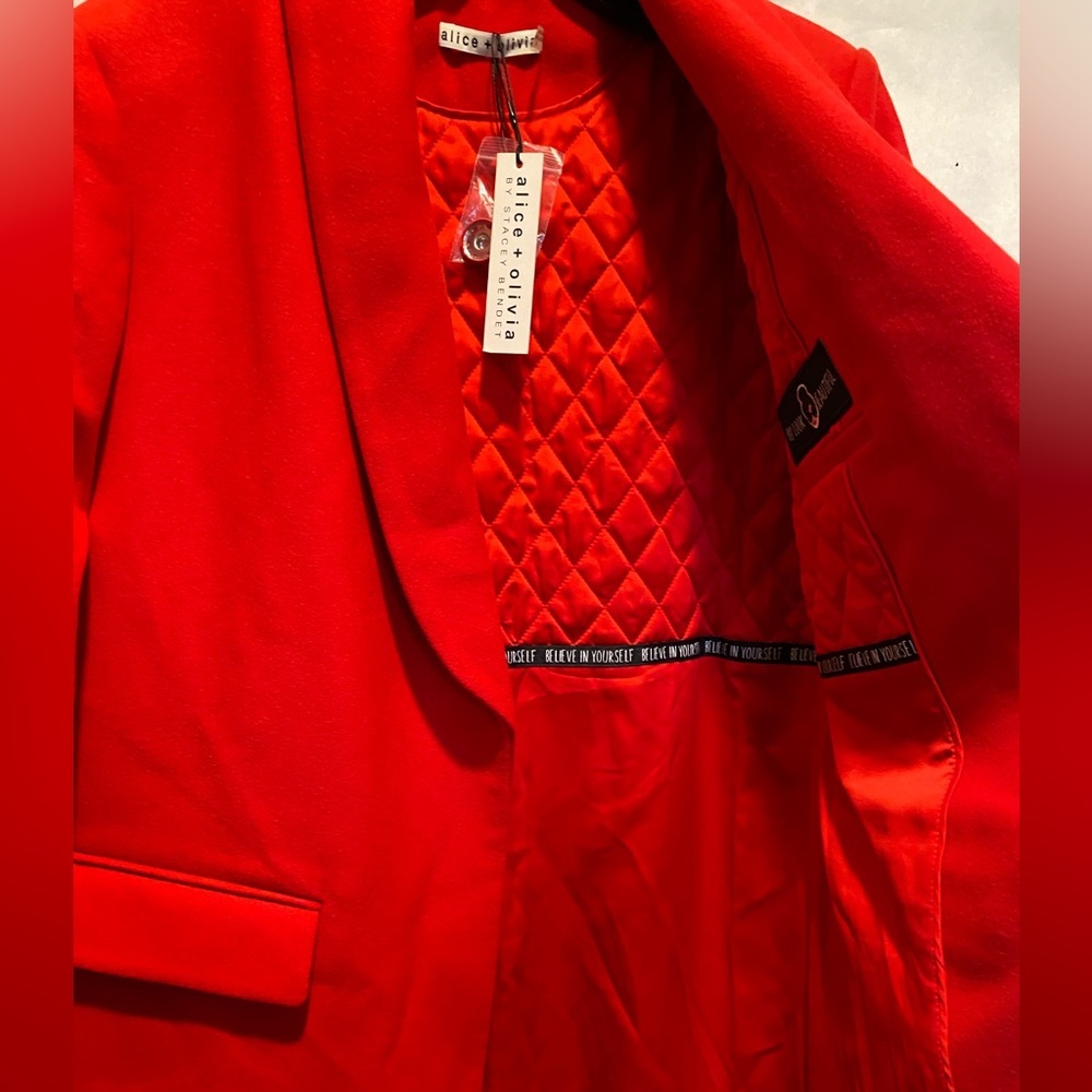 Alice + Olivia Red Wool Double Lapel Coat XS NWT Luxury Designer Statement - Picture 10 of 12
